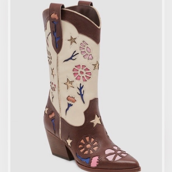 Dolce Vita Lassie Boots Women’s Leather Embroidery Cowboy, Western Boots 8 NWOT - Picture 2 of 8